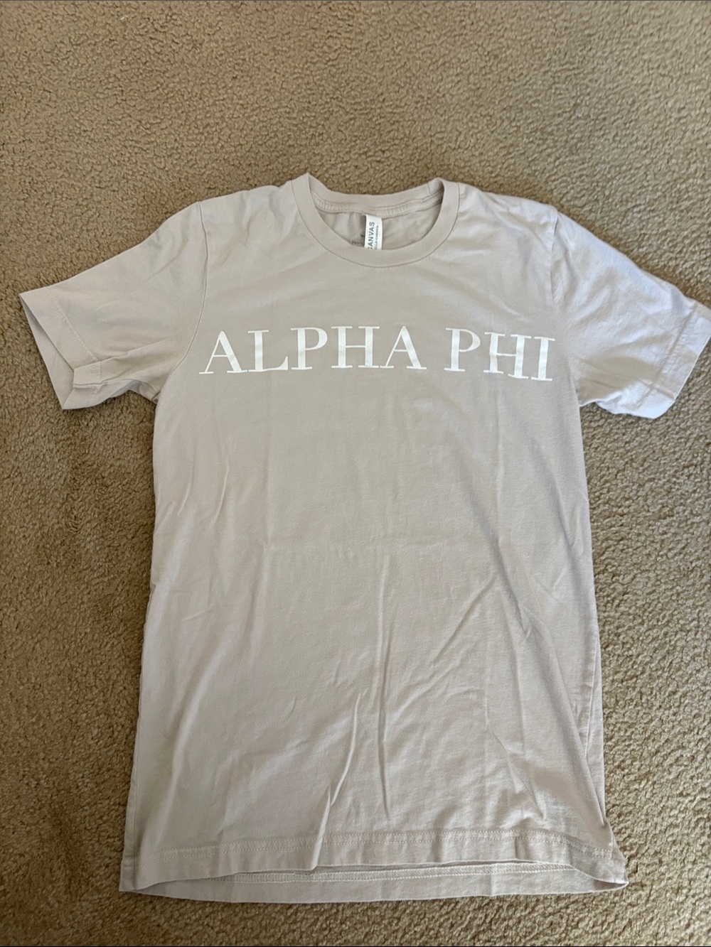 Canvas Alpha Pi Short Sleeve Crewneck T‑Shirt — Taupe Small